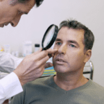 Skin cancer screening of a man's face