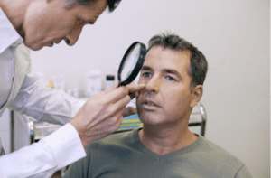 Skin cancer screening of a man's face